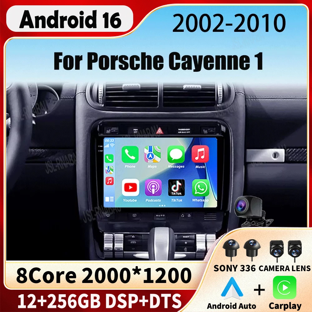 Android16 Car Radio For Porsche Cayenne 1 2002 2003 2004 2005 - 2010 Multimedia Video Player 4G Navigation Carplay Head Unit DSP