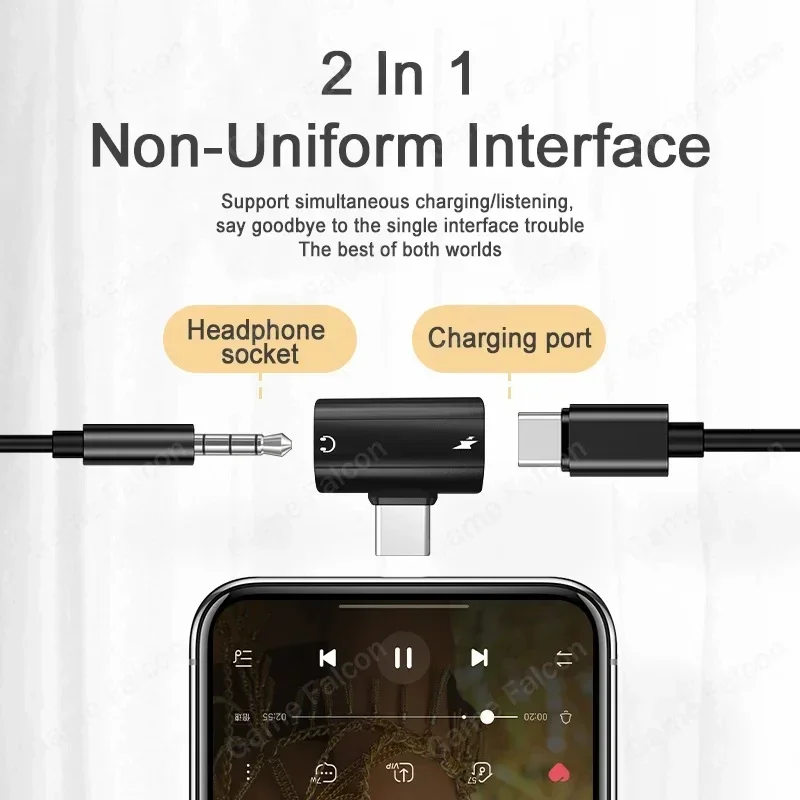 Elbow PD 30W Charge 2 in 1 Usb Type C To 3.5mm Jack Headphone Charging Audio Aux Adaptor For iPhone 15 Samsung S24 Huawei Xiaomi