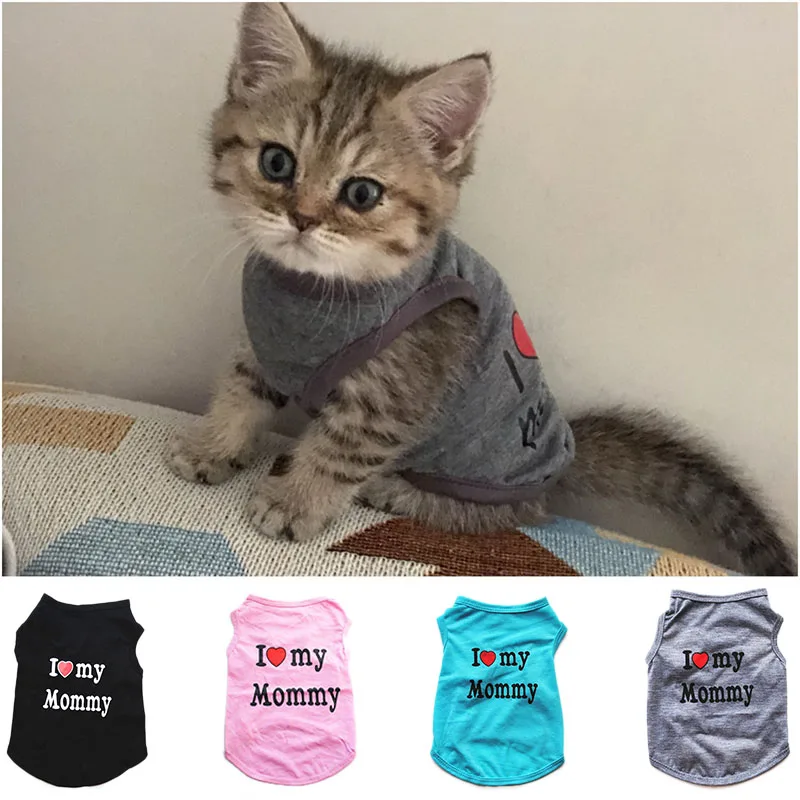 Neue Nette Katze Kleidung Frühling Haustier Weste Kleidung für Katze Mode Sommer Pet Jacke Gedruckt Weste Kostüm Lustige Bekleidung Katze kleidung