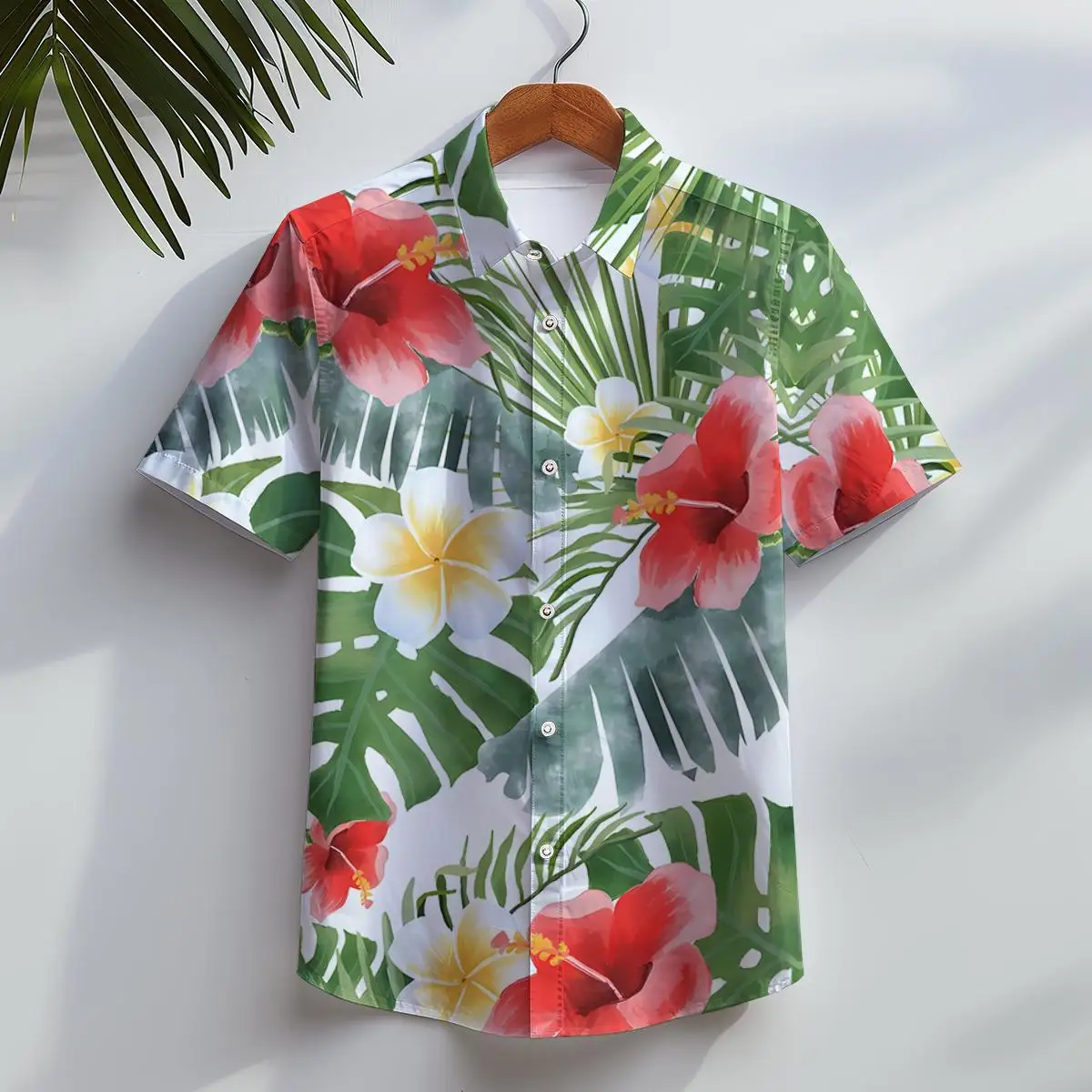 Men\'s Hawaiian Shirts 3D Print Leaf Graphics Fashion Button Short Sleeve Lapel Streetwear Hawaiian Plants shirts for men Summer