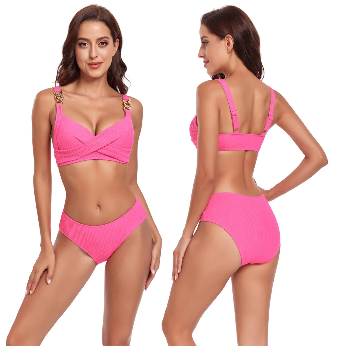 

Sexy Push Up Bikini 2025 Women Swimsuit Two Pieces Swimwear Female Pink Bikinis Set Swimming for Bathing Suits Brazilian Biquini