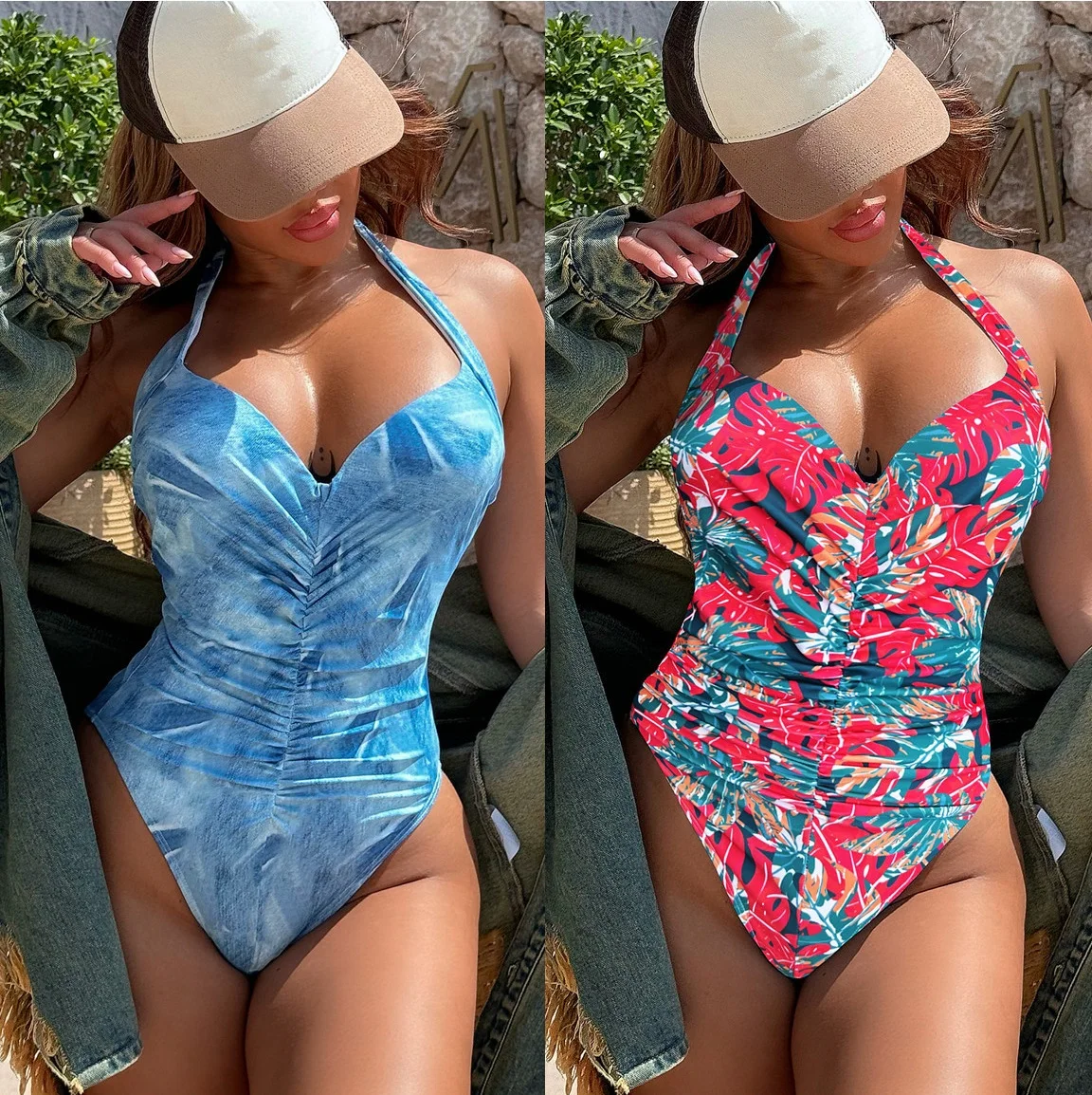 Women One Piece Swimsuit Sexy Bikini Print Monokini Feminine Swimwear Female Bathing Suit Beachwear Bodysuit Dropshipping