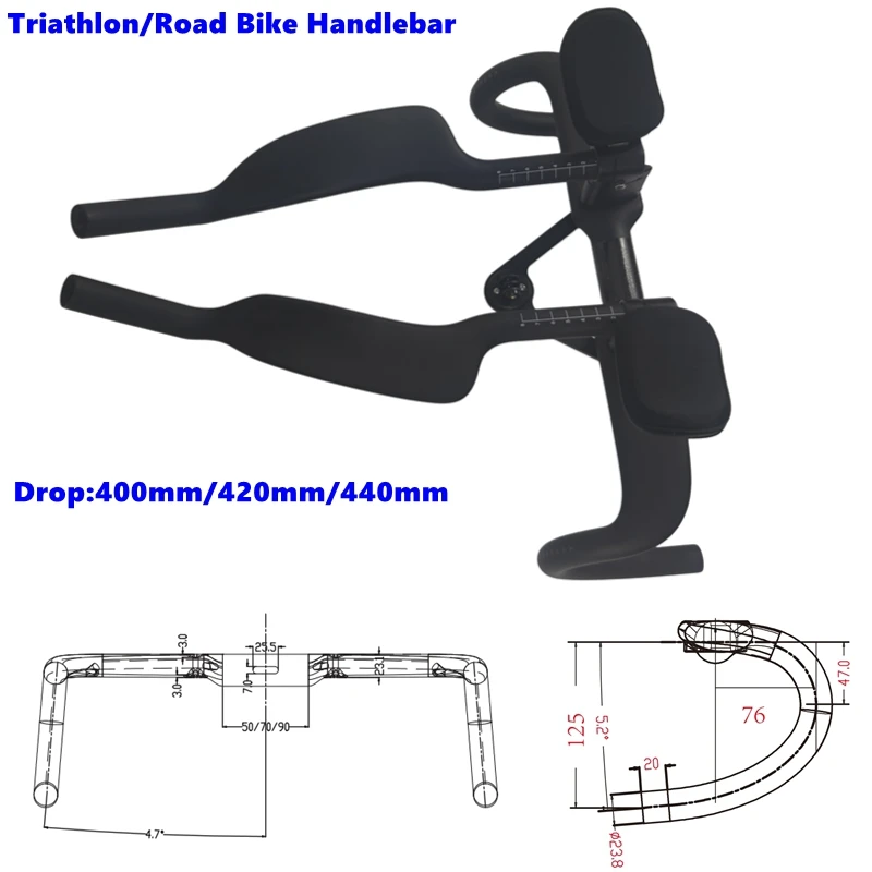 

BIKEDOC Road Bike Handlebar Rest TT Aero Bar Inside Line Triathlon Drop Bars For Long Distance