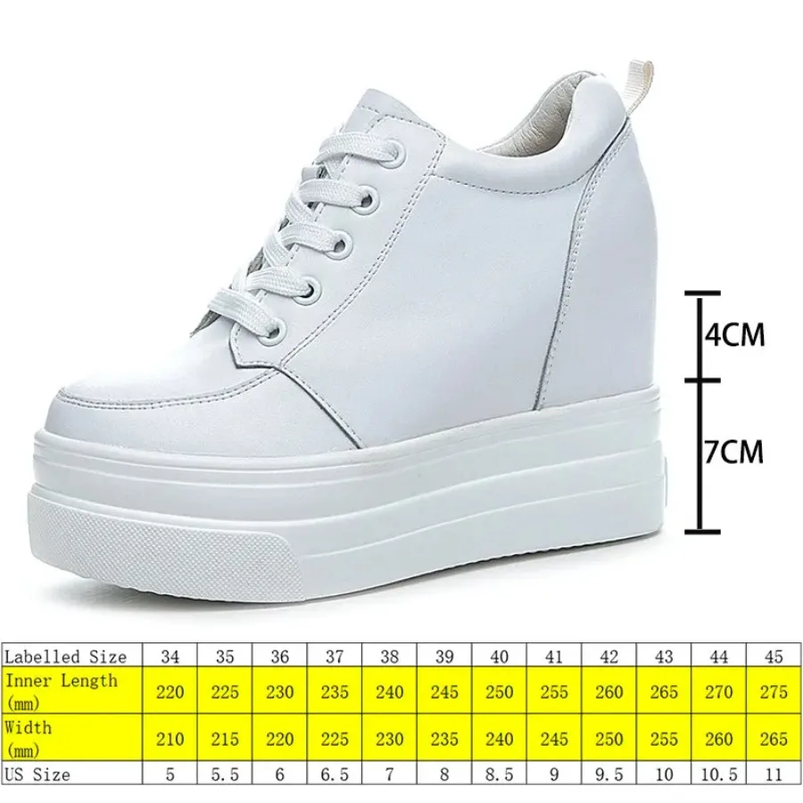 Krasovki 11 cm Natürliche Echte Leder Plattform Vulkanisierte Frauen Casual Chunky Turnschuhe Wohnungen Frauen Versteckte Heels Mode Schuhe