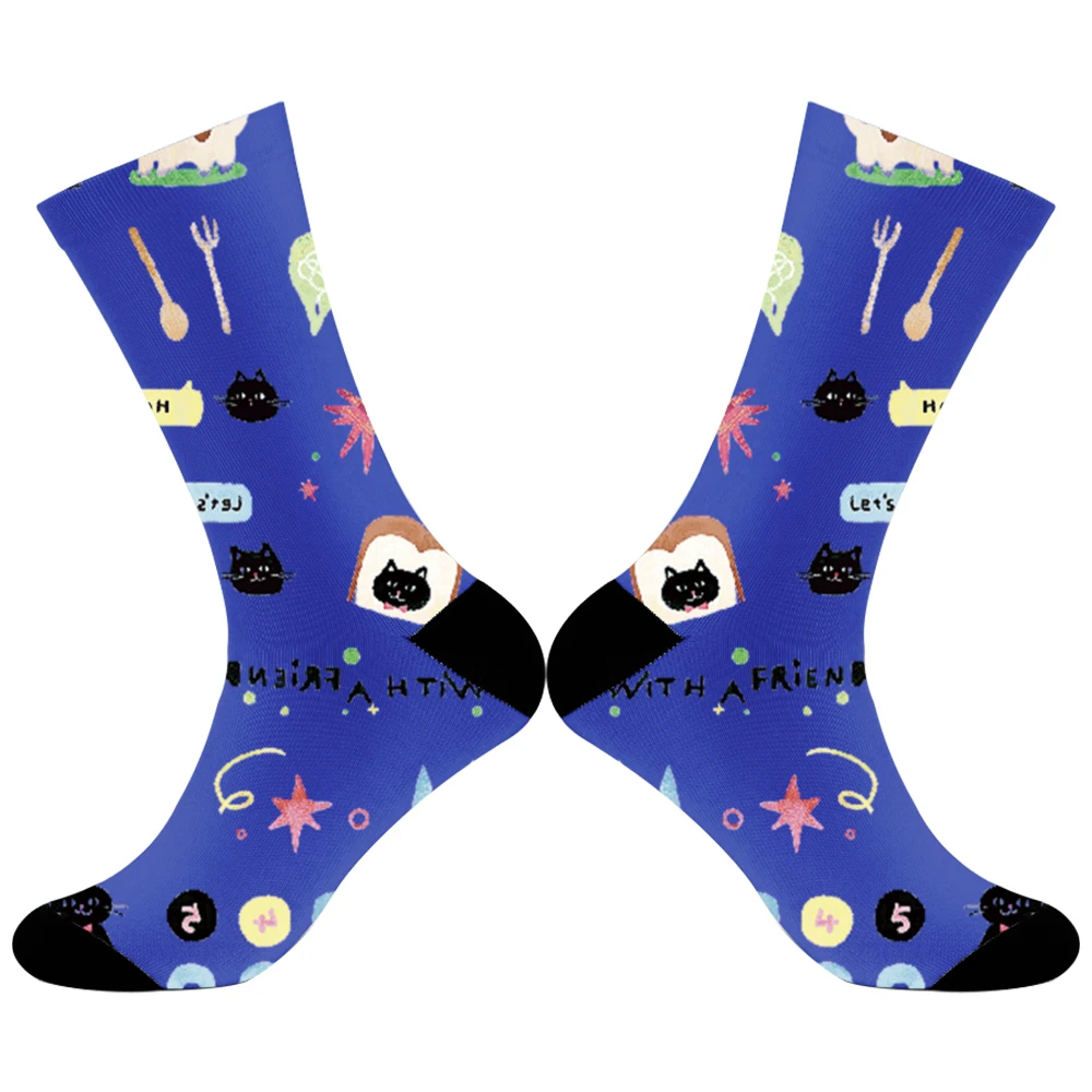 Conjunto de calcetines de algodón con estampado Harajuku para hombre y mujer, medias deportivas de estilo Hip Hop, divertidas e informales, colores Pastel, novedad de 2024