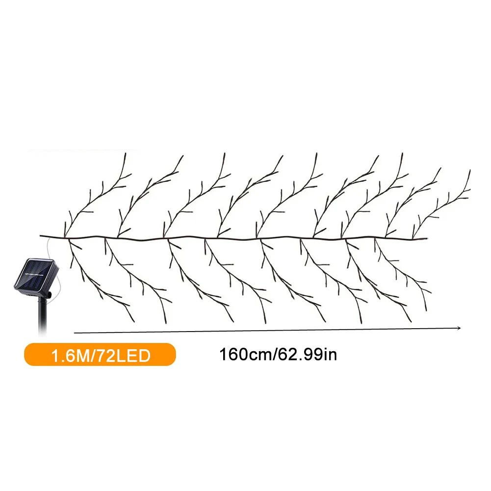 72/96/144 LED Solar Willow Vine Light 8 Light Modes Tree Branches Light Willow Vine Fairy Light for Outdoor Wall Porch Garden