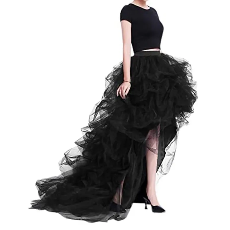 

Women's Long High Low Ruffles Party Tulle Skirt Short Homecoming Dress Casual Dress