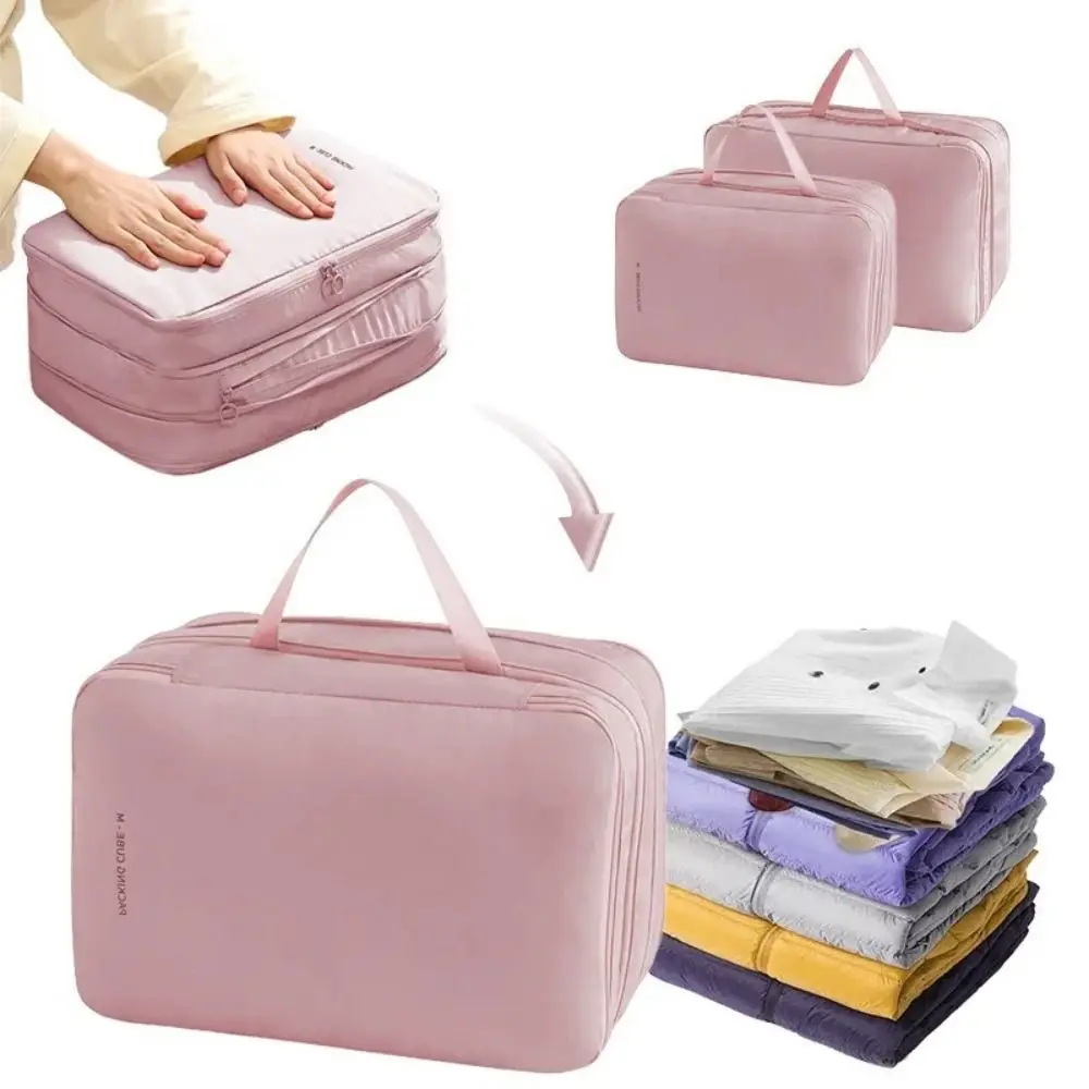 

Portable Travel Storage Bag Waterproof Large Capacity Compression Packing Cube Handle Double Sided Travel Organizer for Luggage