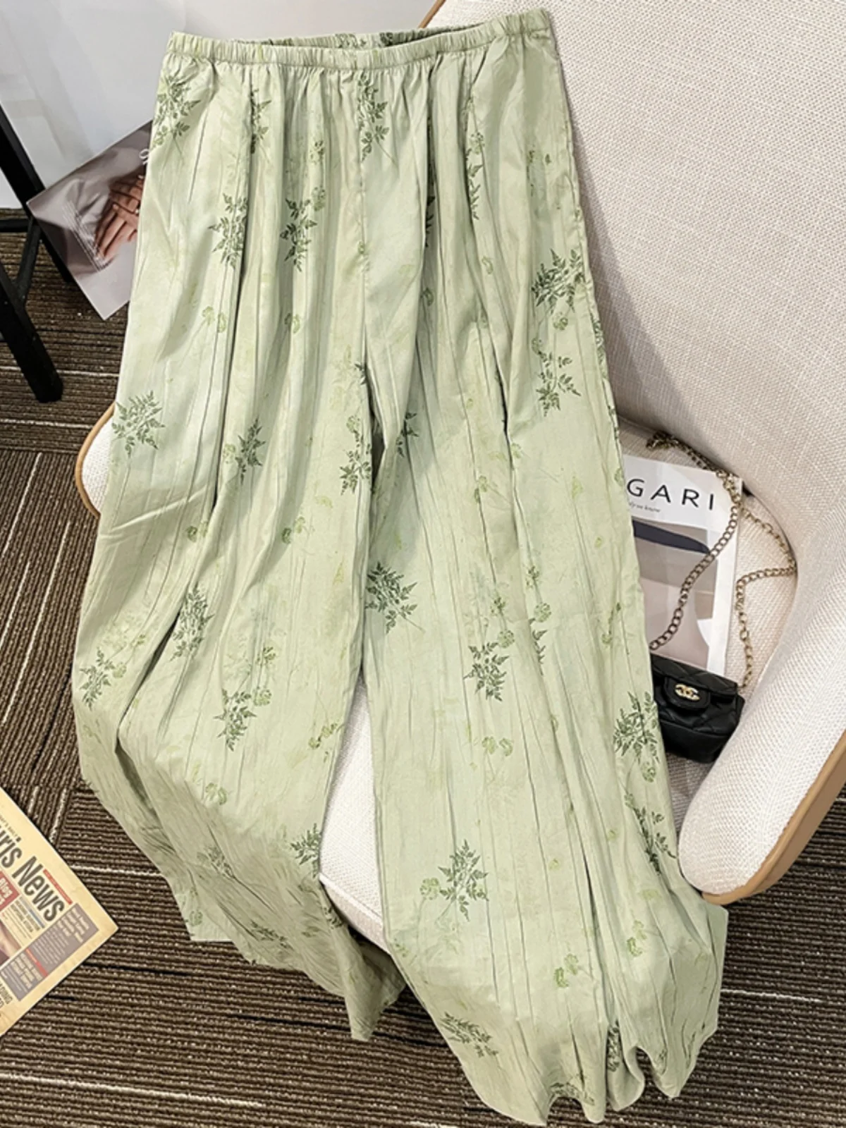 Pantalones de pierna ancha con estampado Retro chino Sle Zen para mujer, pantalones largos informales rectos drapeados de cintura alta holgados y adelgazantes de verano