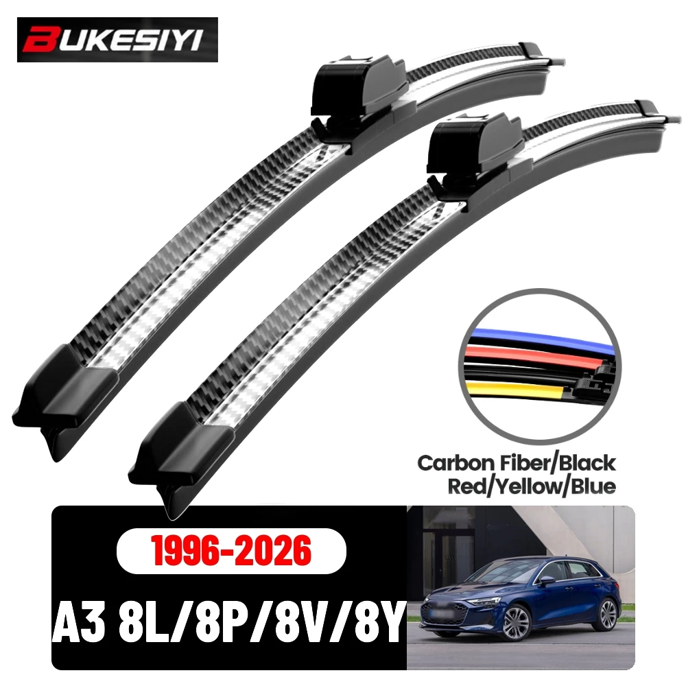 2PCS Front Wiper For Audi A3 8L 8P 8V 8Y 1996-2026 2013 2014 High Quality Windscreen Wipers Carbon Fibre Colors Accessories