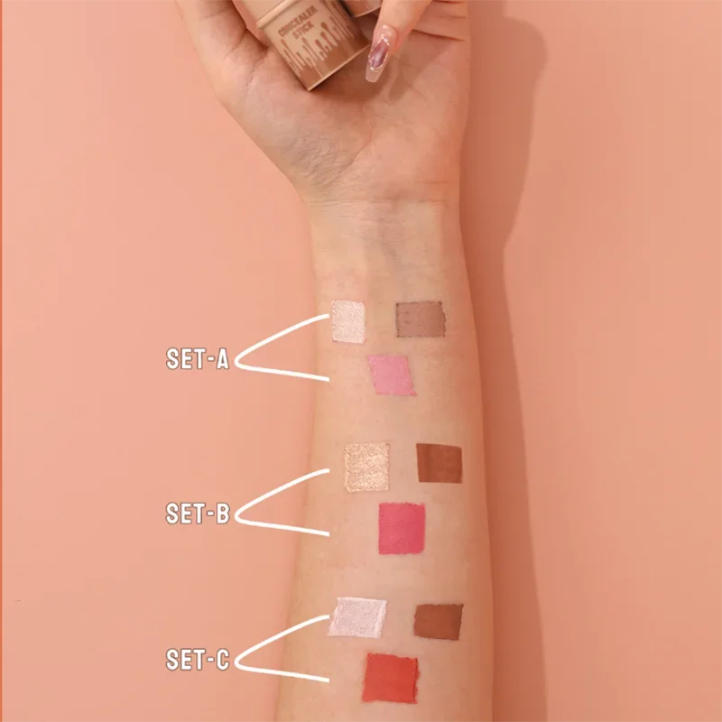 Maquillaje cara contorno Stick 3 Set acabado mate Natural resaltadores brillo sombra colorete Rouge varita de contorno impermeable