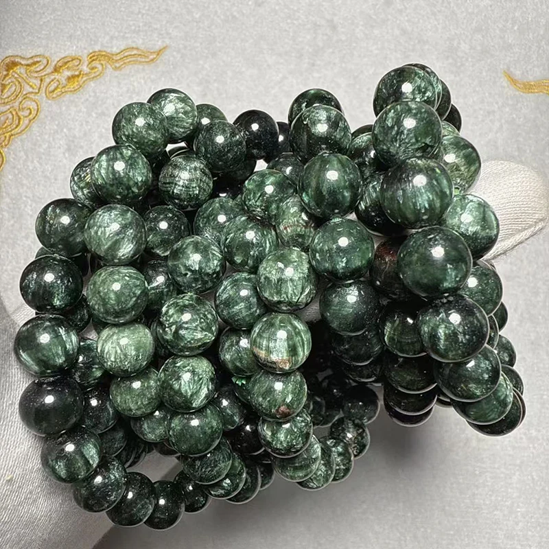 Meihan- Natural A Seraphinite Smooth Round Beads Fashion Jewelry For Jewelry Making DIY  Wholesale