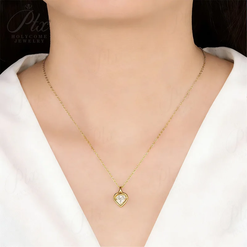 Moissanite Pendant Necklace 2ct Heart Cut 925 Silver 10K 14K Gold D VVS1 Elegant Bridal Daily Wear Fine Jewelry for Women