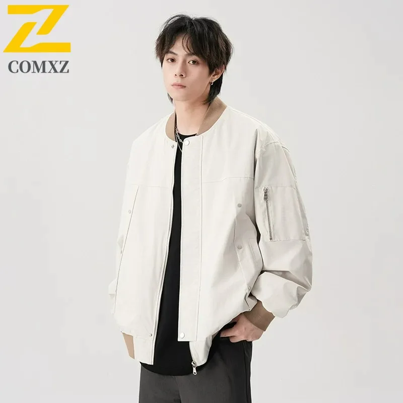 

COMXZ Premium Outdoor 2025 Мужская куртка Adventure Многофункциональная легкая молния с воротником-стойкой Прочная осенняя верхняя одежда