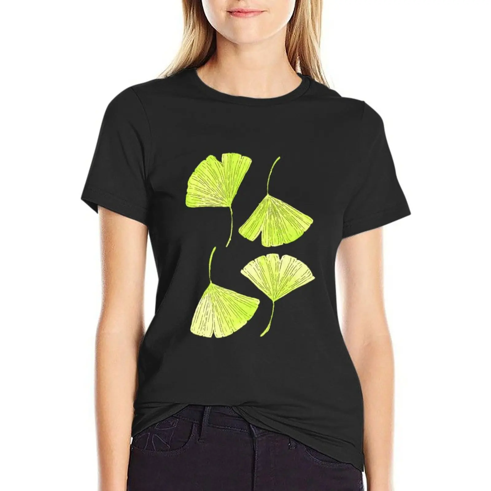 ginkgo leaf T-Shirt tees tops Women's cotton t-shirt