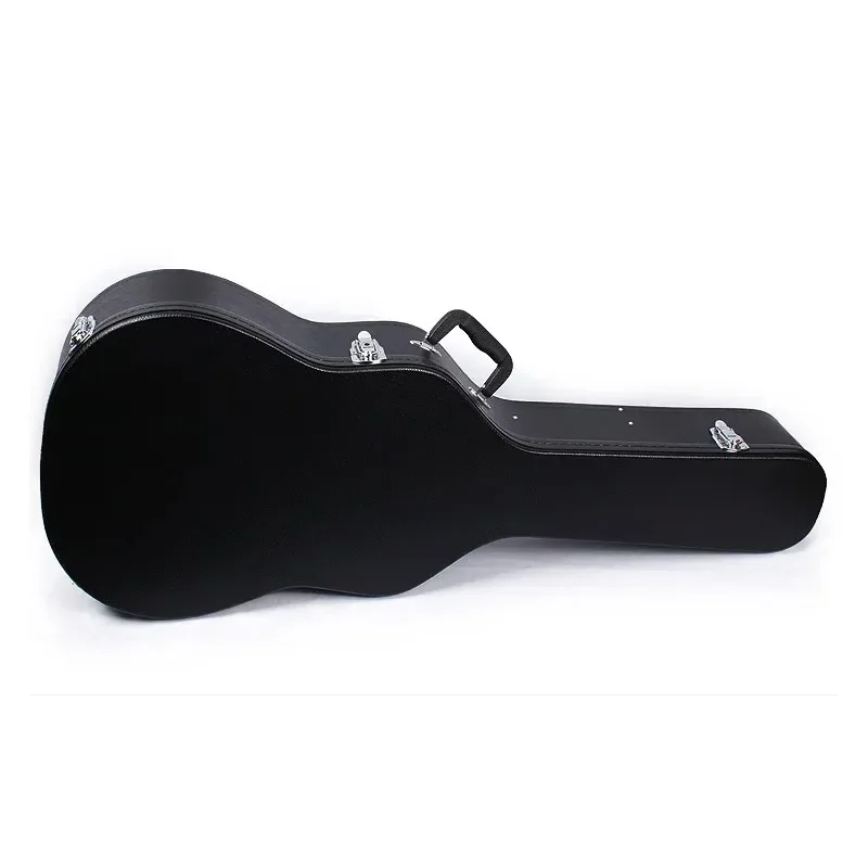 41-Inch black PVC acoustic guitar case, suitable for 41-inch 40-inch acoustic guitar with velvet inner lining