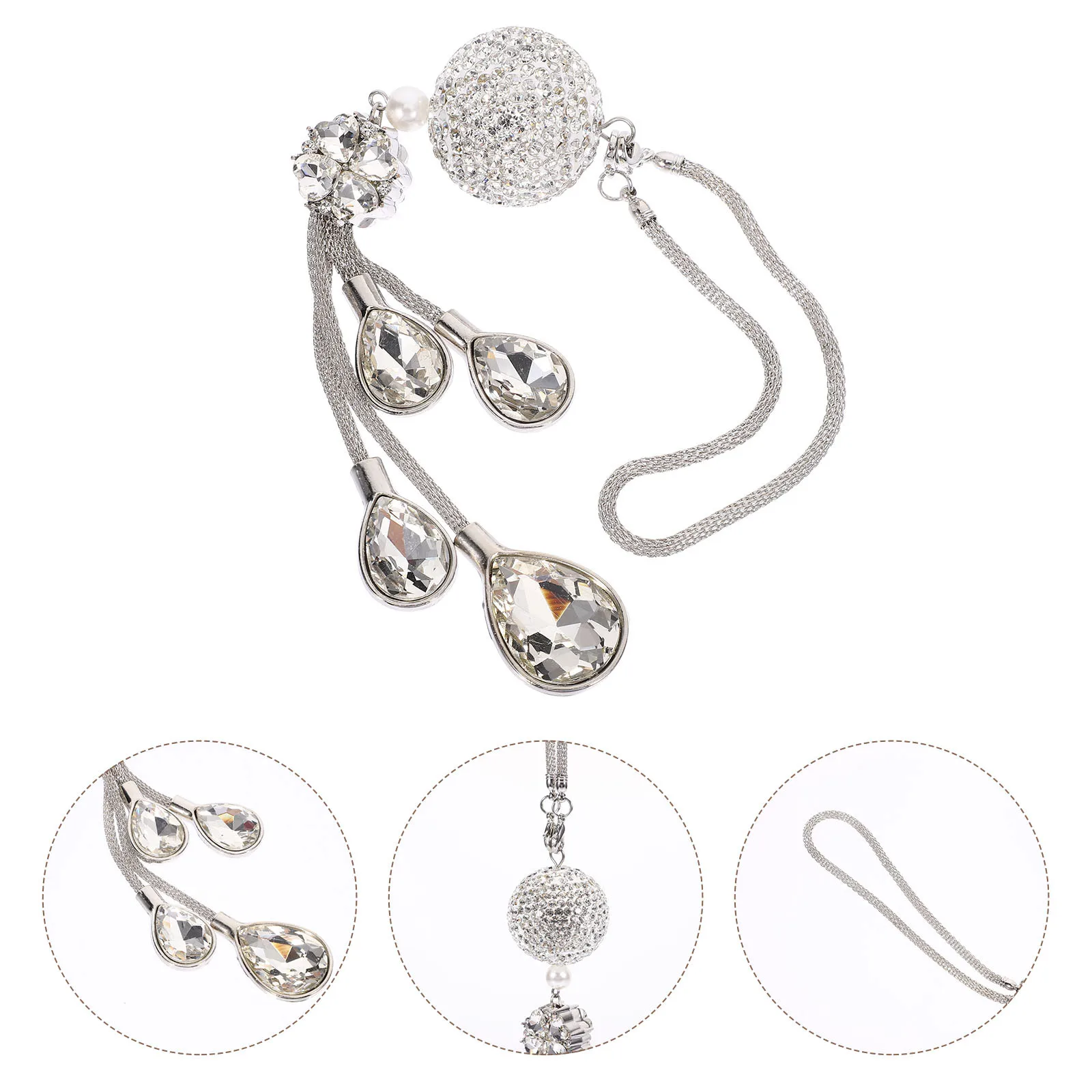 

Crystal Rhinestone Ball Pendant Car Hanging Ornament Transparent Water Drop Design For Car Mirror Decor Interior Aesthetic