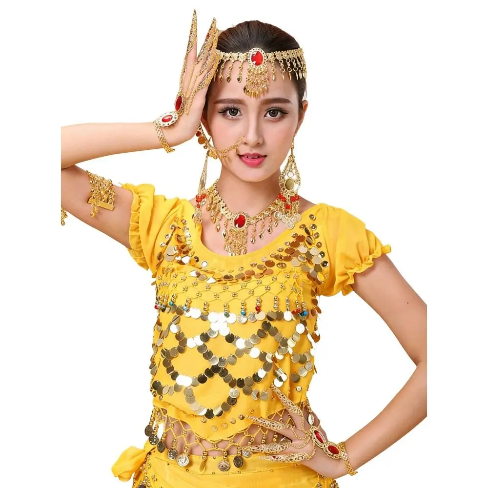 Bohemian Style Sequins Head Chain Indian Dance Design Sequins Trim Diamond Hairband Diamond Embellishment Belly Dance Headdress