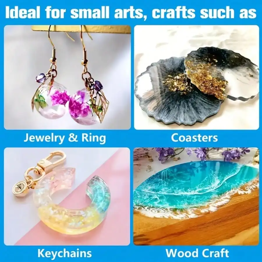 Crystal Clear Epoxy Resin 1:1 Kit Fast Curing Non Yellowing High Gloss for Jewelry DIY Casting Coating Art Craft Molds Pendant M - view 4