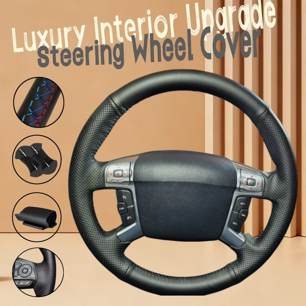 Customize Microfiber Leather Car Steering Wheel Cover Mondeo 2007-2014 S-Max 2006-2014 Steering Wrap Cover For Ford Galaxy