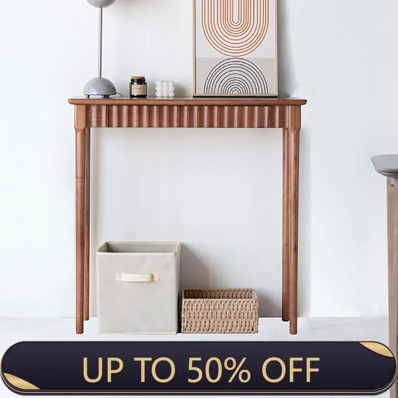 Wood Rectangular Console Table Modern Rustic Minimalist Trendy Console Table Hallway Narrow Console Meuble Wabi Sabi Furniture
