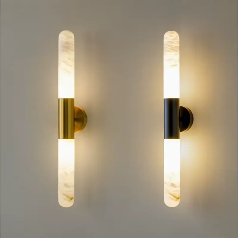 Natural copper luxury alabaster wall lamp, suitable for bedroom, living room, dining room wall lamp design, marble wall lamp