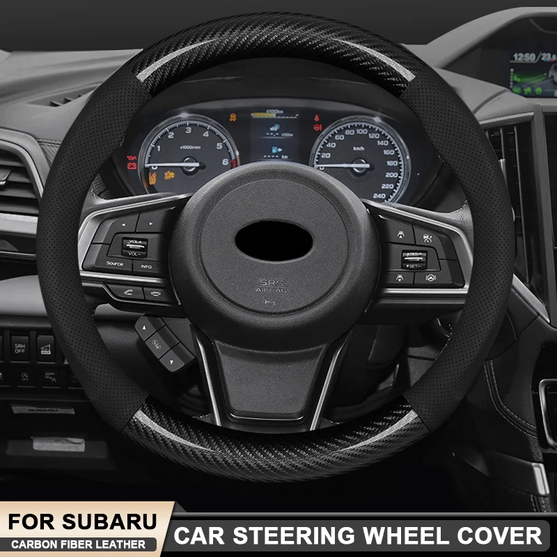 

For Subaru Forester SH SJ BRZ WRX XV STI Ascent Outback Impreza Legacy Tribeca Car Carbon Fiber Leather Steering Wheel Cover