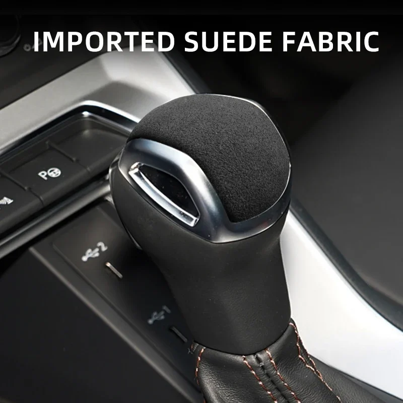 Top Suede Wrap Gear Shift Knob ABS Trim Cover Interior Sticker For Audi Q3  Sportback 2019 2020 2021  Accessories