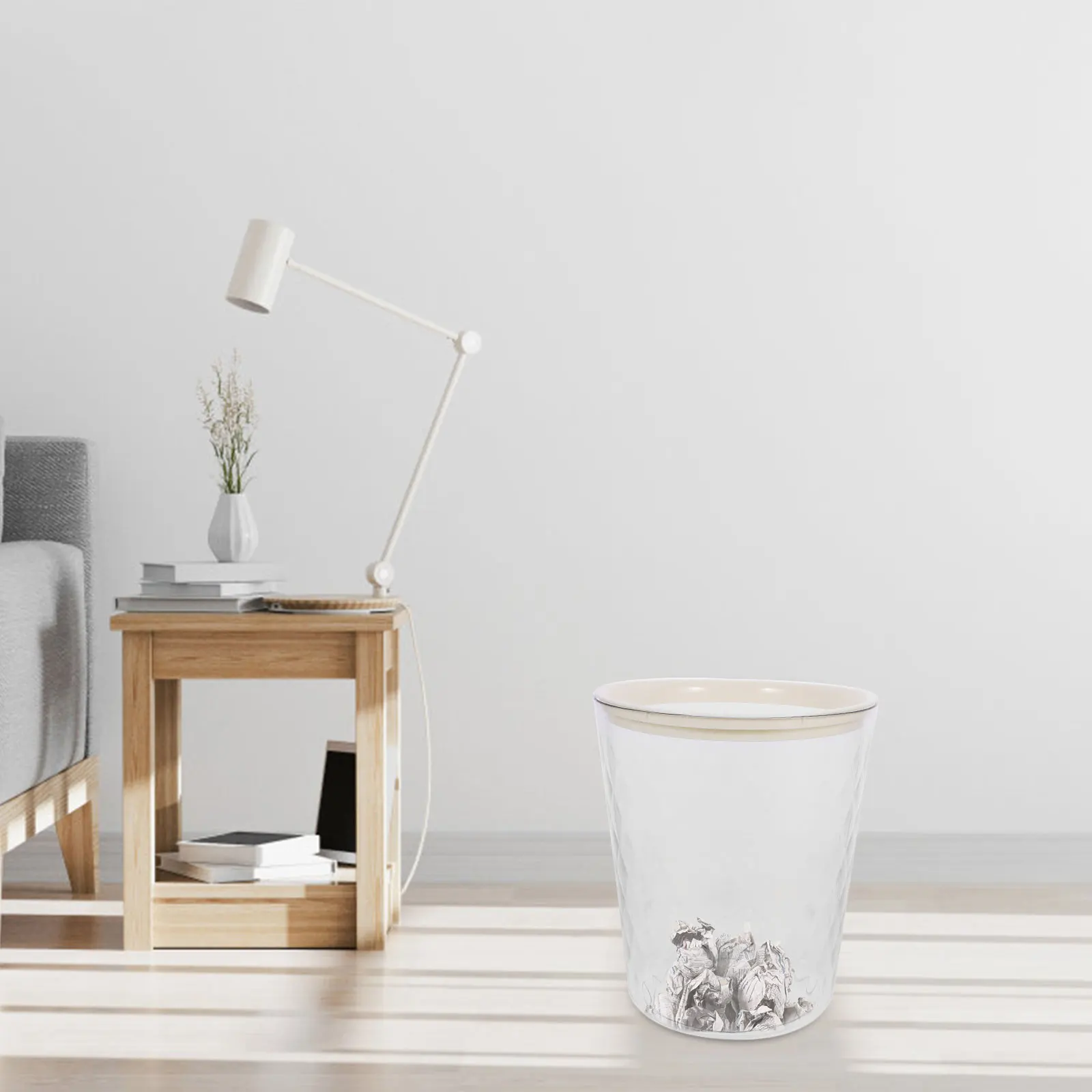 

Clear Plastic Trash No Lid For Bedroom Bathroom Living Room Large Opening Reusable Waste Bin Garbage Storage Can Simple Design