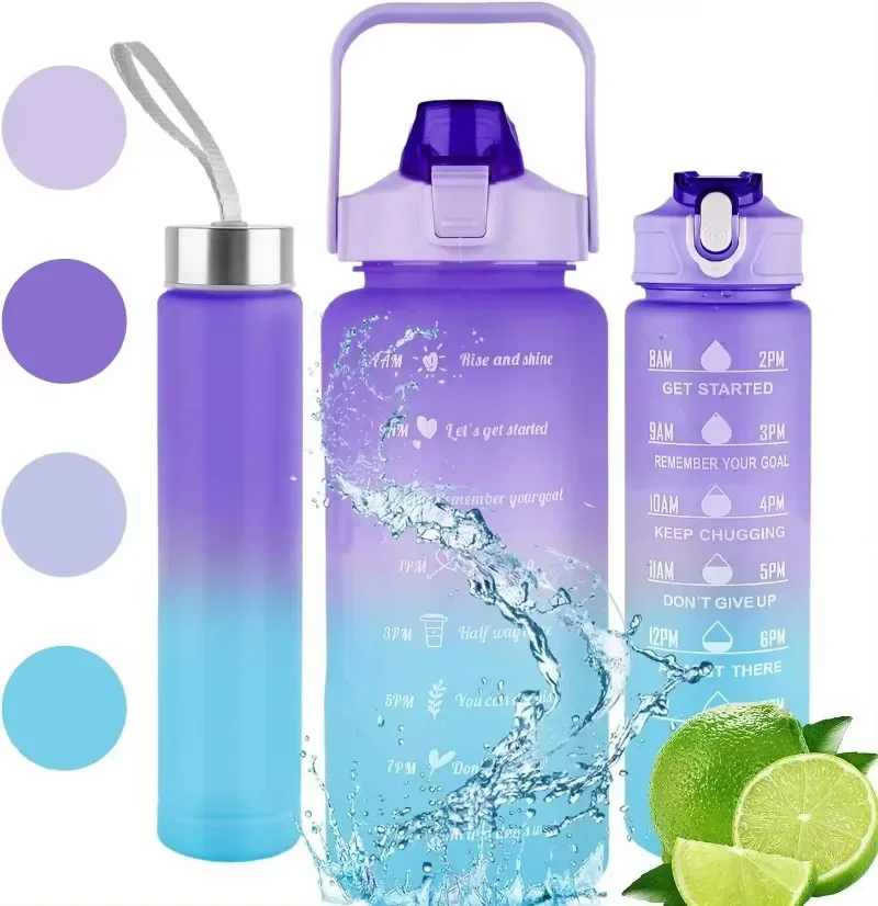 

2 Liters Water Bottle Motivational Drinking Bottle Sports Water Bottle with Time Marker Portable Reusable Plastic Cups 900ml