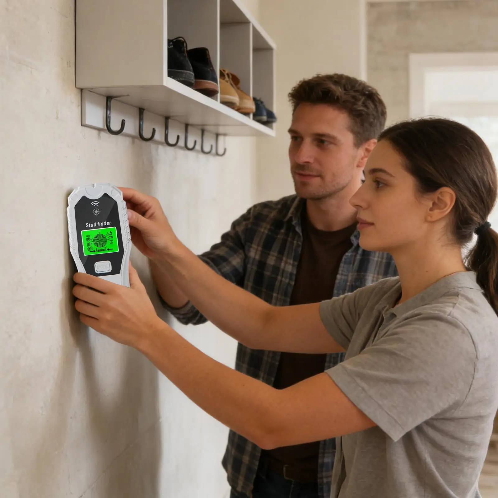 

Stud Finder Wall Scanner 5-in-1 Wall Wire Sensor Detector With LCD Display And Audio Alarm Accuracy Wire Scanner For Picture