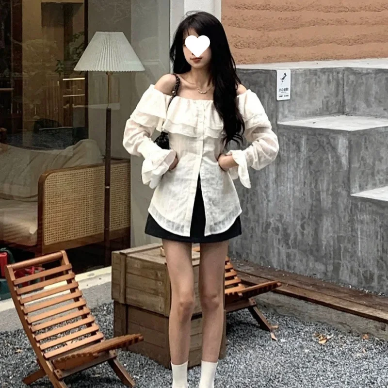 

Long Sleeve Shirts Womens Cotton Patchwork Slim Fit Collar Chinese Elegant Feminine Romantic Preppy Youthful Office Look