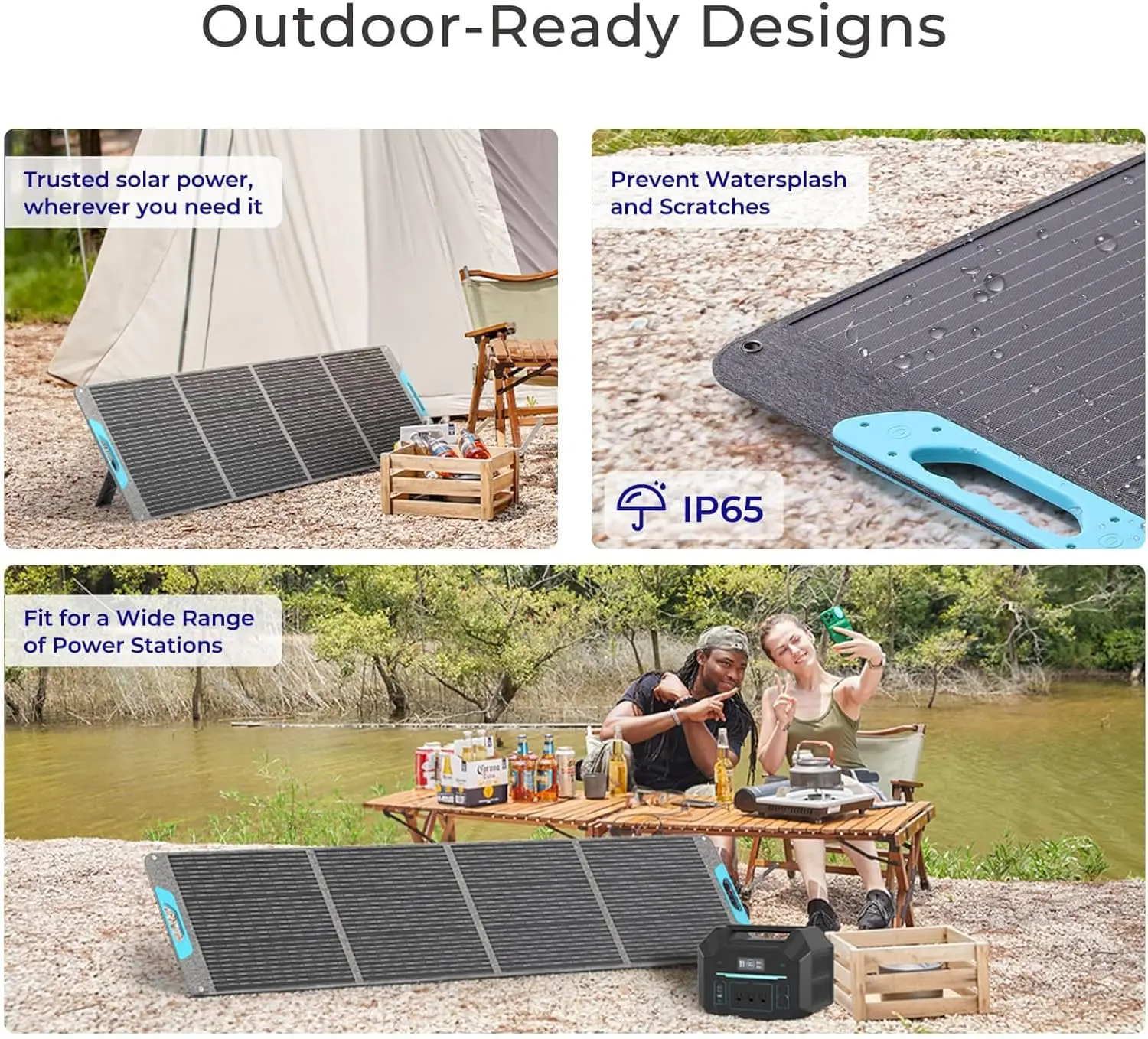 Waterproof Foldable Solar Panel Power Backup, Solar Charger for Power Station RV Camping