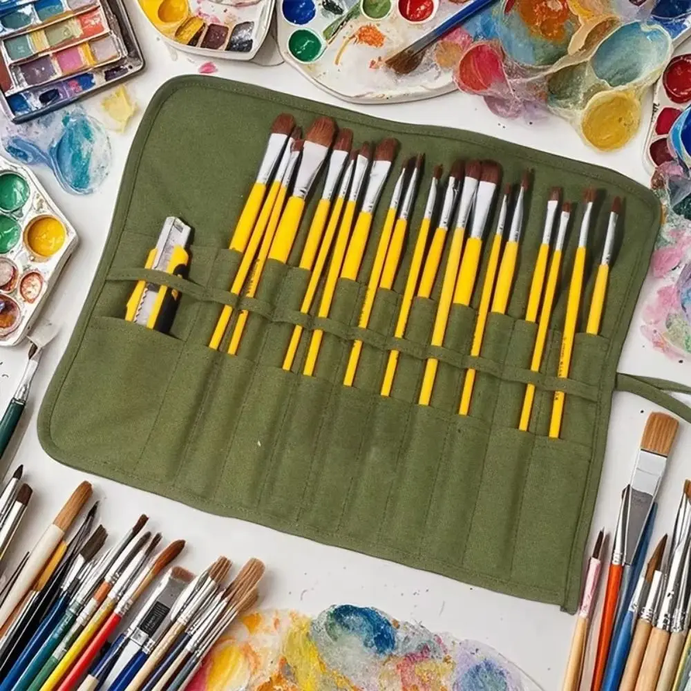 30 Slots Painting Brushes Storage Bag Portable Waterproof Roll Up Pen Bag Pen Bag Sturdy Colored Pencil Storage Pouch Pen Tools
