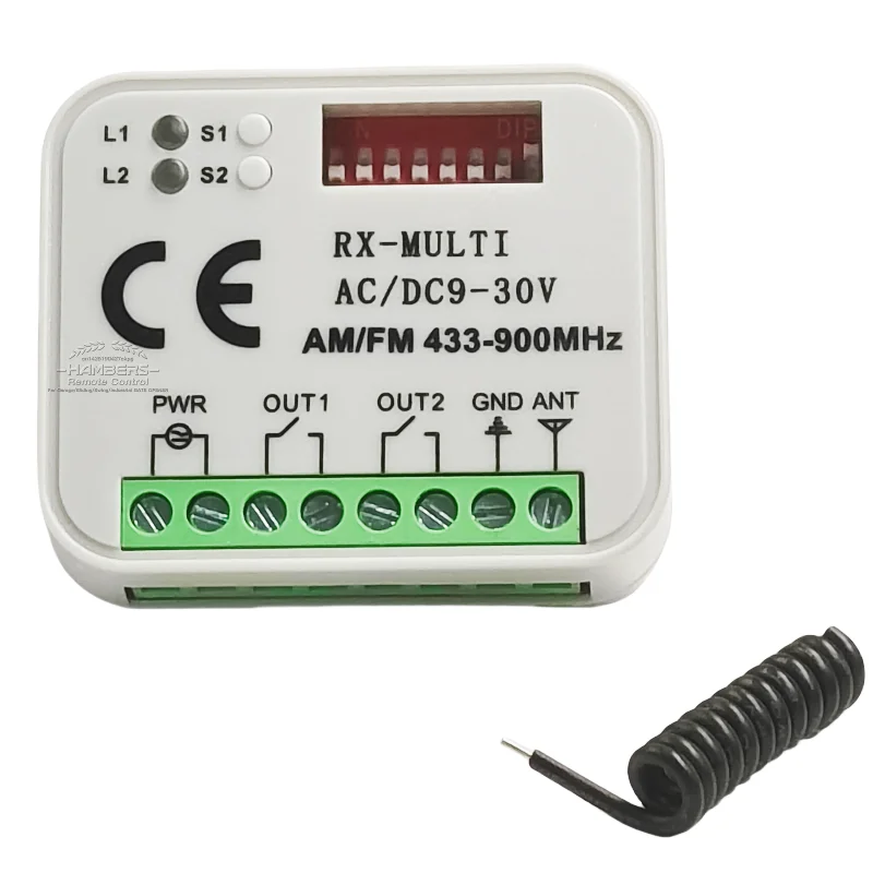 

2024 New 2 channel Wireless Garage Door 300-868MHZ DC12V 24V Fixed Code Rolling Code Receiver Controller Remote Control