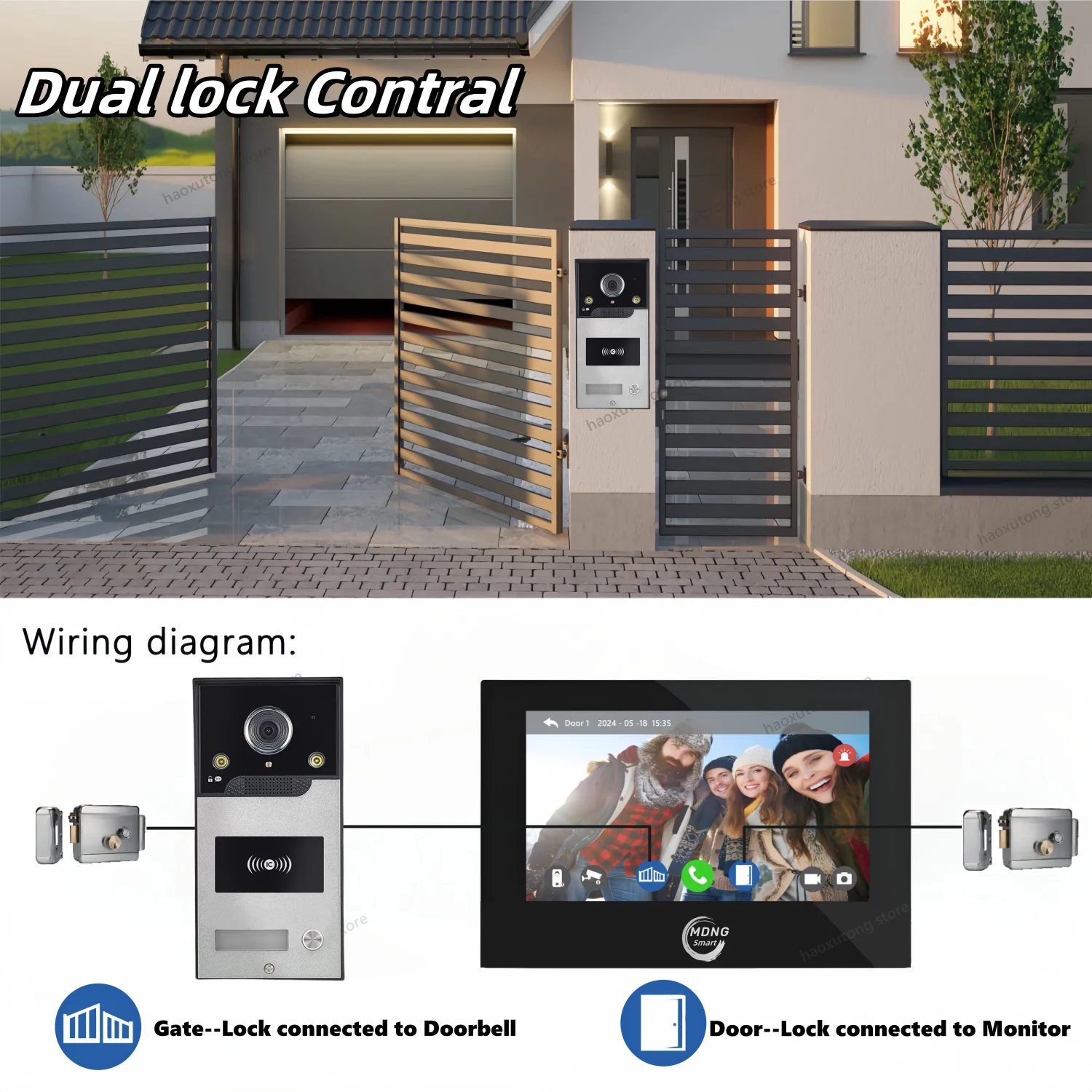 10 Inch Tuya Smart Wireless Video Doorbell Wifi Home Video Intercom System RFID Card 1080P Electronic Doorman with WIFI Camera