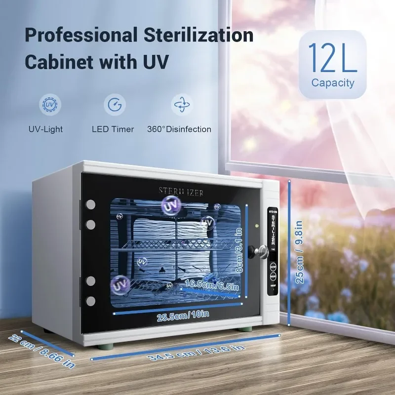 Professional UV Sterilizer Cabinet, Sterilization of 99% Small & Medium Items, including Mobile Phones, Barber Supplies