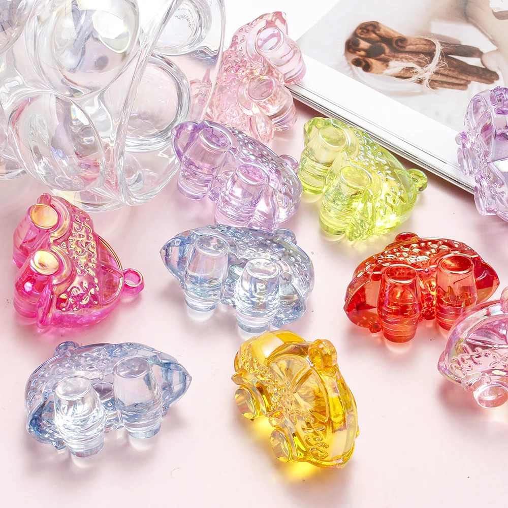 5 Stück 36*44MM Gemischte Farben Große Transparente Farbverlauf-Acryl-Autoanhänger für Handarbeiten DIY Schmuckzubehör – Detail 6