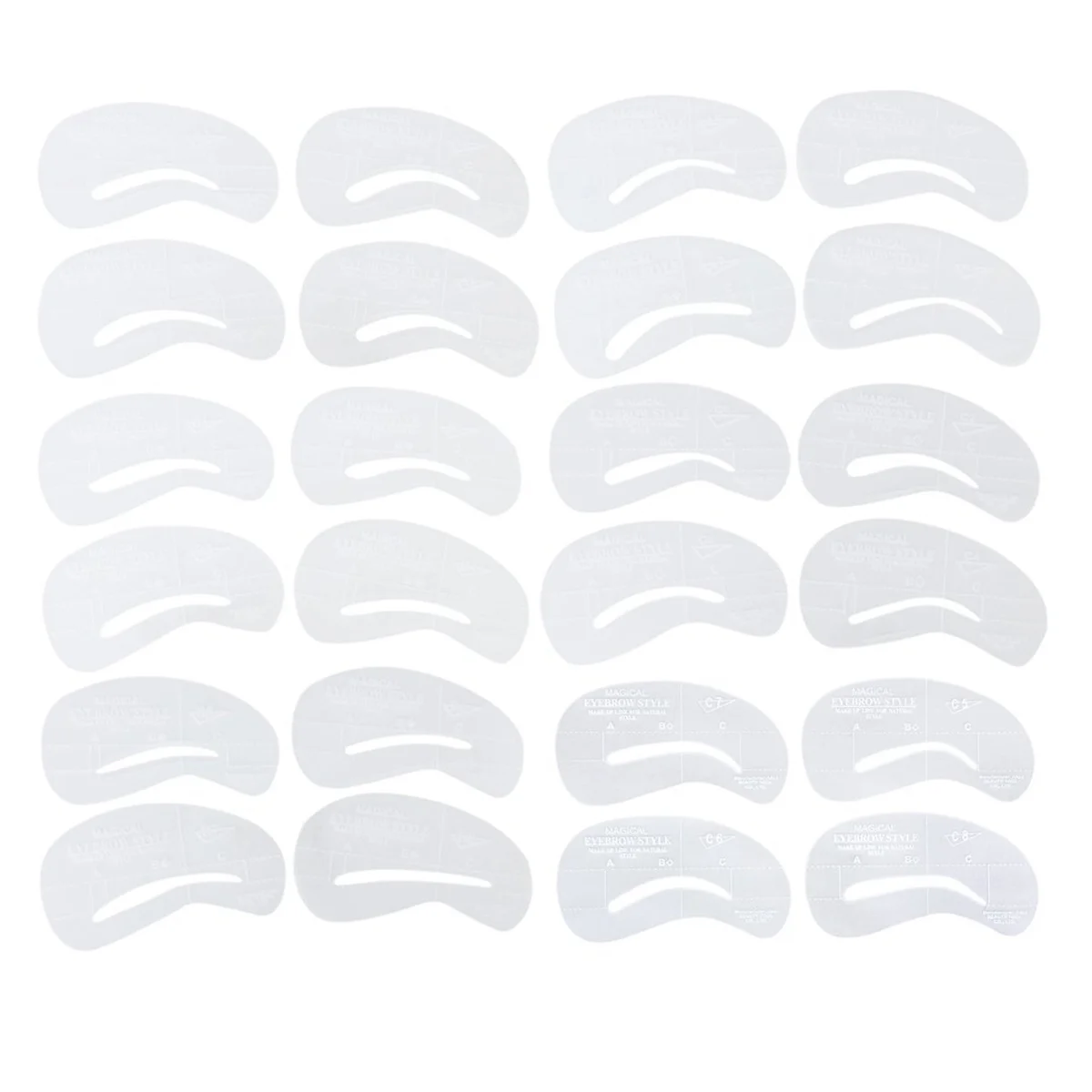 24 pezzi stencil per sopracciglia modelli riutilizzabili in plastica ABS trasparente per la selezione di forme naturali carte da disegno per sopracciglia precise