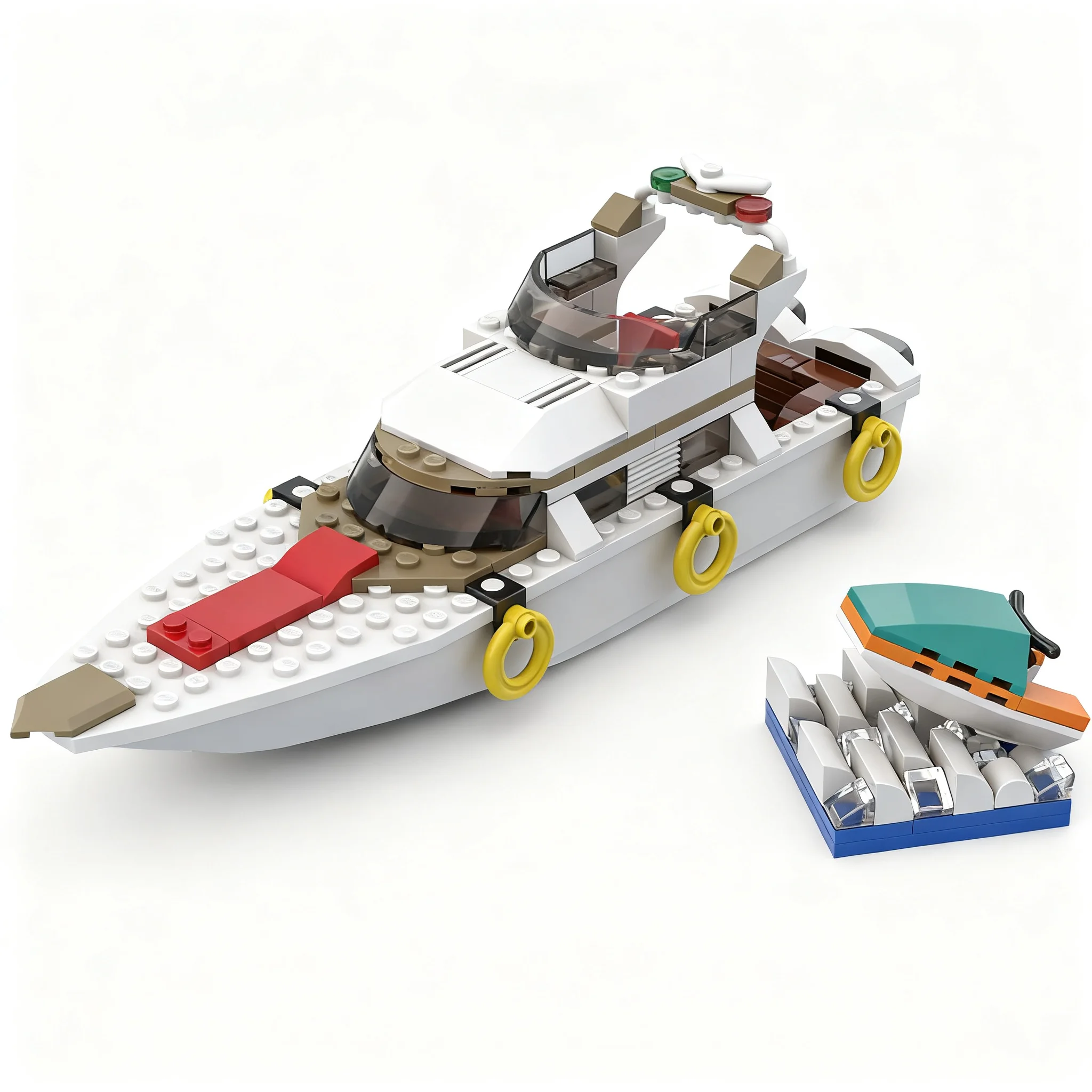 154pcs MOC LUXURY BOAT Model Building Blocks Christmas Gift Construction Toy Display Craft Collection Art Birthday Assemble