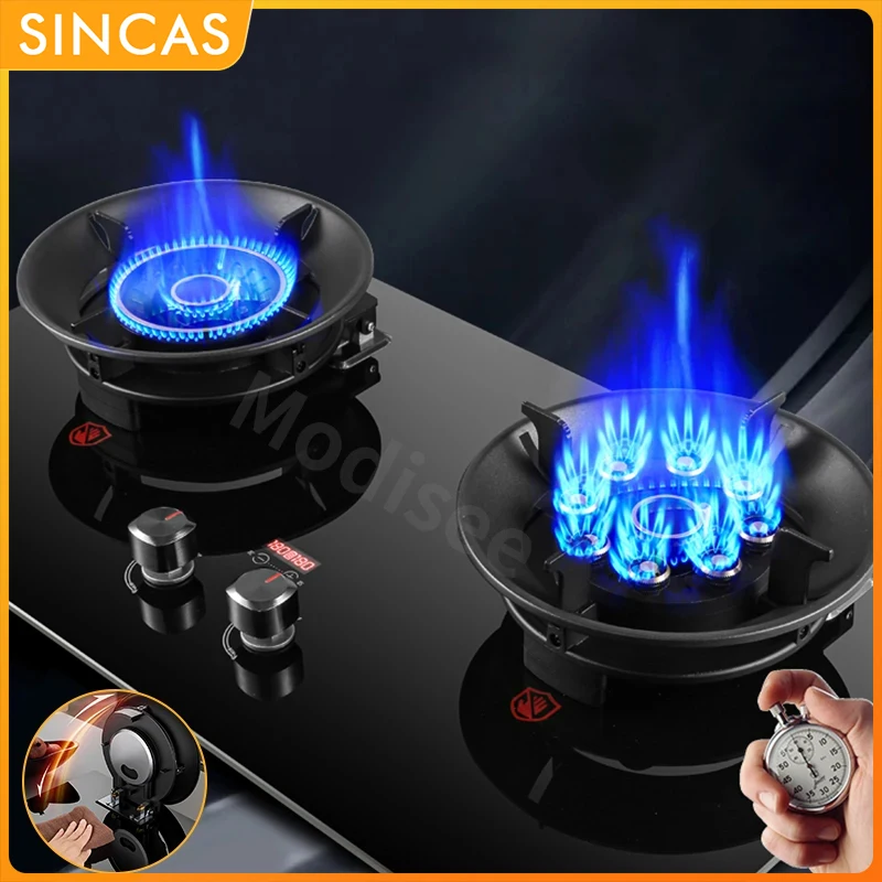 4.8KW Cooktop Stove Embedded Fierce Fire Stove Household Gas Stove Kitchen Upgrade Timing Flip Kitchen Gas Cooker Energy-Saving