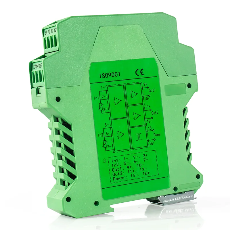 Convertisseur de signal de température, 1 entrée, 2 sorties, répéteur DIN PT100, 0-100 ℃, 0-200 ℃ à 4-20mA, 0-10V, 0-5V