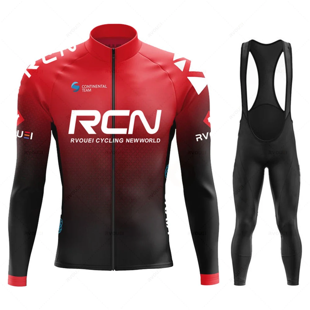 Rvouei Autumn Cycling Jersey Set Bicycle Sportwear Suit MTB Uniform Ropa Ciclismo Road Bike Clothing Bicicleta Long Bib Pants