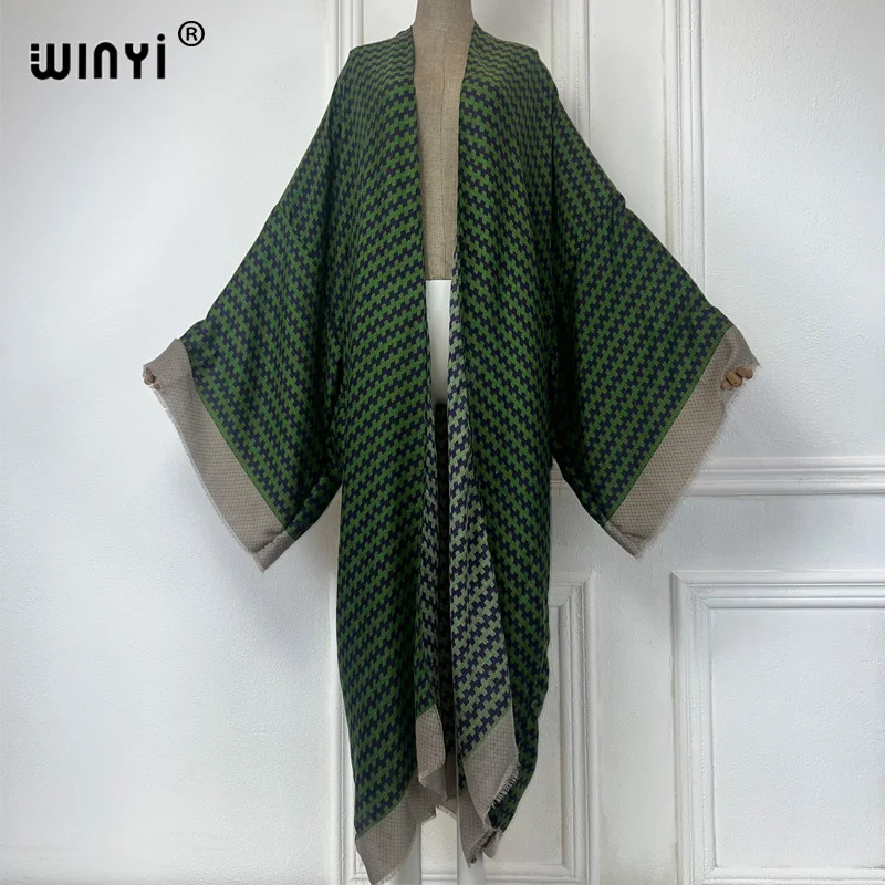 WINYI Africa summer fashion stampa geometrica kimono maxi dress beach cover up Cardigan donna boho sexy coat kaftan beach outfits