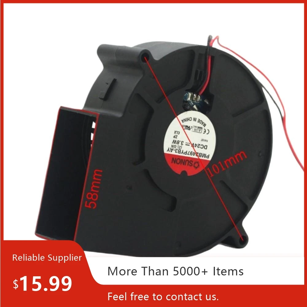 

Для Sunon PMB2497PYB3-AY 24 В 3,8 Вт Высокопроизводительный центробежный вентилятор, 97x94x33 мм, 2700 об/мин Охлаждение промышленности и электроники