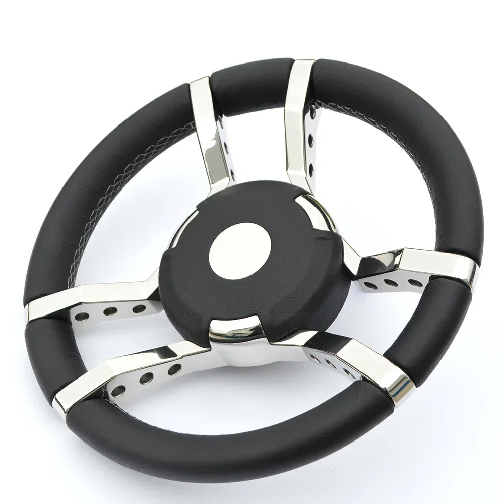 New marine steering wheel yacht leather steering rudder stainless steel leather steering wheel shape creative