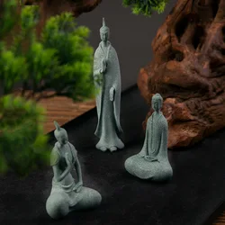 Garden Buddha Stone Statue Mini Buddhist Monks Tibetan Buddhism Figurines Zen Garden Ornament Meditation Aquarium Decoration