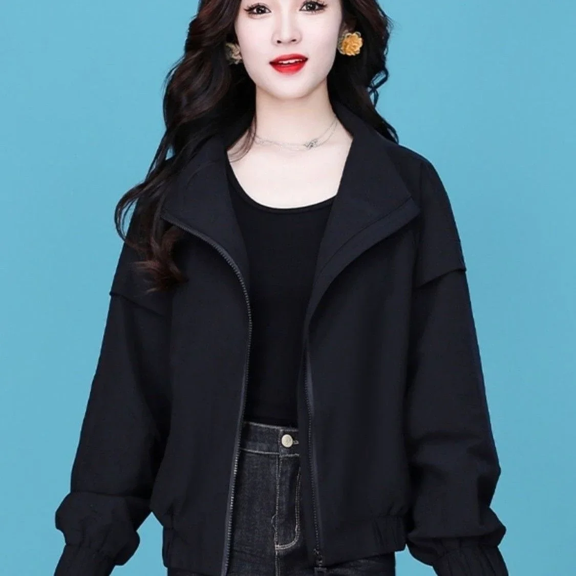 Women Baseball Jacket 2026 New Slim Fit Elegant Casual Coat Spring Autumn Petite Fashion Streetwear Outerwear Top
