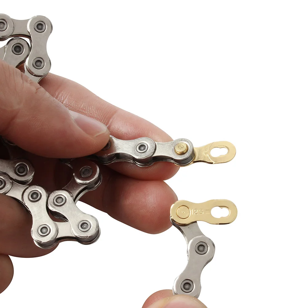

1 Pair 12 Chain Buckle Quick Release Connector Reusable Bike Accessory Gold Easy Install Missing Link Chain Repair Tool For