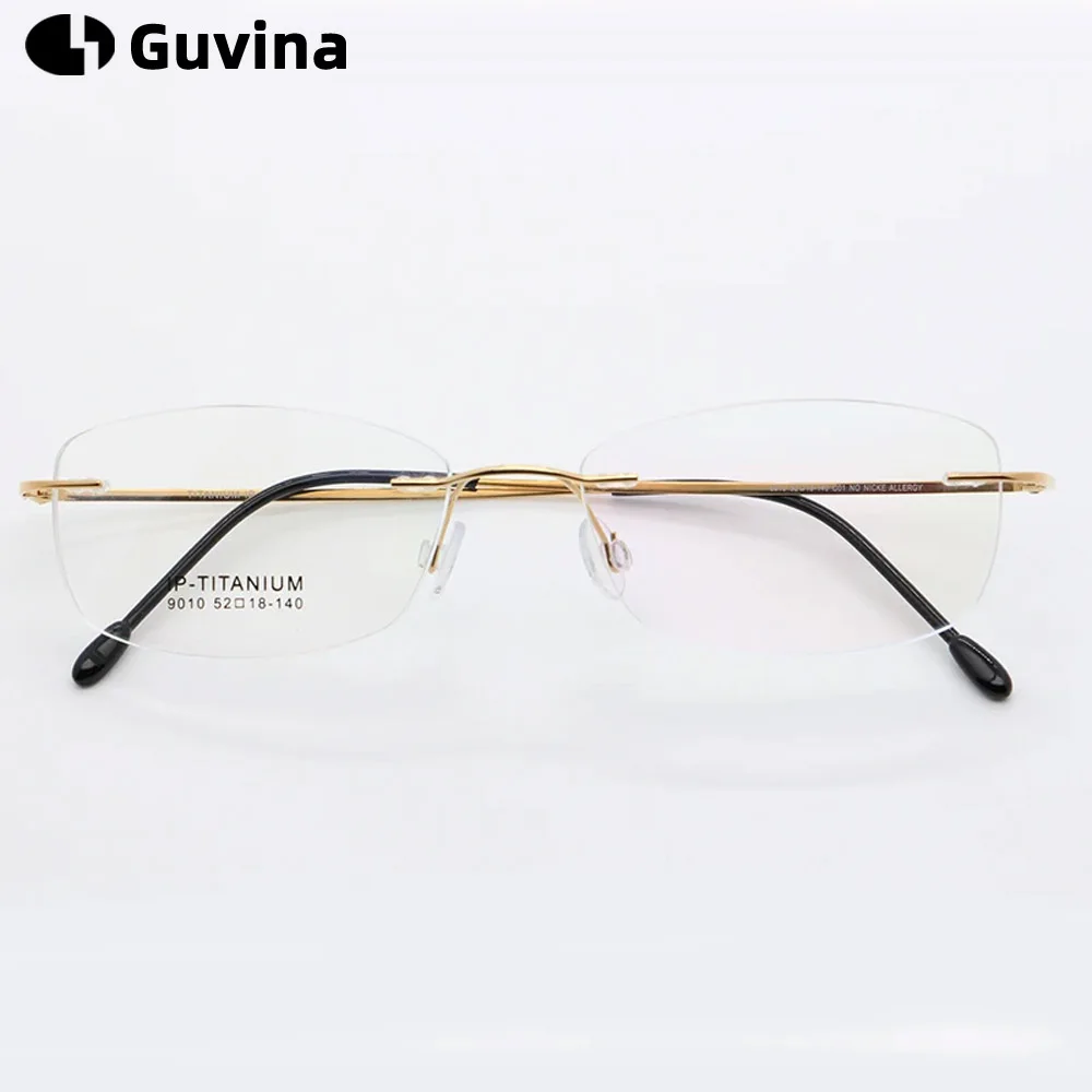 

Guvina New B Titanium Glasses Frame 2021 Women Rimless Prescription Square Eyeglasses Frames Myopia Optical Korean Eyewear Light